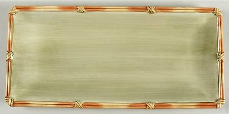 Rattan Rim Sage Rectangular Serving Platter