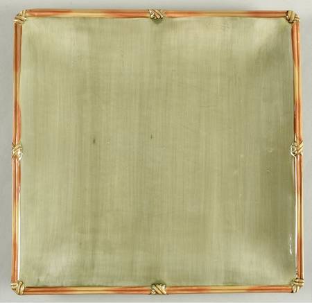 Rattan Rim Sage Square Dinner Plate