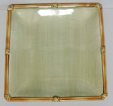 Rattan Rim Sage Square Salad Plate