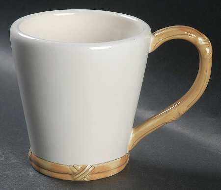 Rattan Rim White Mug