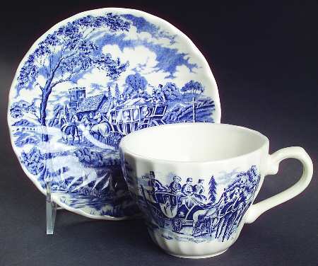 Royal Mail Blue (Colombia) Flat Cup & Saucer Set