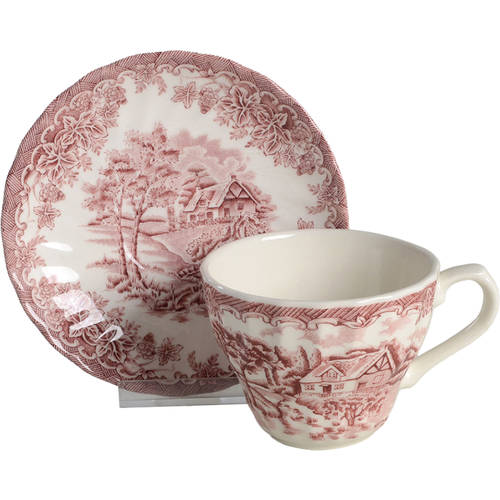 The Brook Pink (Columbia, Malaysia) Flat Cup & Saucer Set