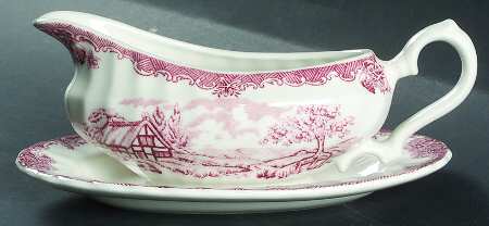 The Brook Pink (Columbia, Malaysia) Gravy Boat & Underplate