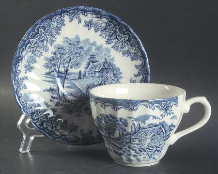 The Brook Blue (Columbia, Malaysia) Flat Cup & Saucer Set