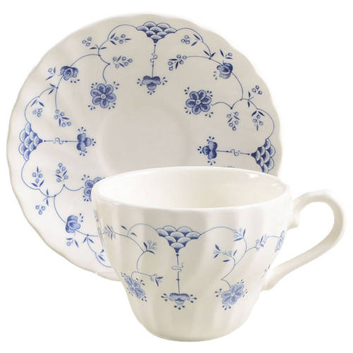 Finlandia (Swirl Rim, Columbia, Malaysia) Flat Cup & Saucer Set by Churchill