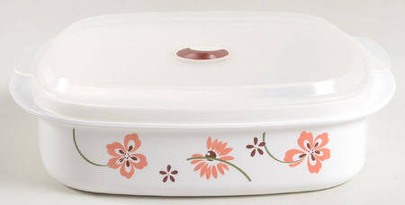 Pretty Pink (Corelle) 40 Oz Square Plastic Microwave Bowl w/Vent Lid