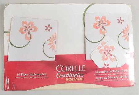 Pretty Pink (Corelle) Tabletop Set-10pc(4coasters,2 Hot Pads,4placemats)