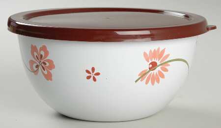 Pretty Pink (Corelle) 6 7/8" Metal Bowl W/Plastic Lid