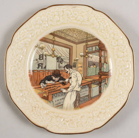 Bar Scenes (Gold Trim) Salad Plate