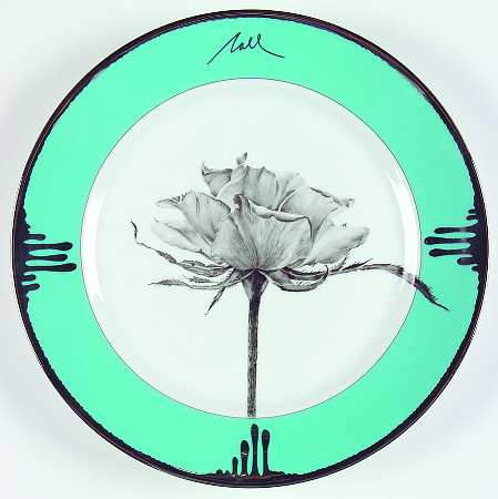 Tuscan Roses Turquoise Large Dinner Plate