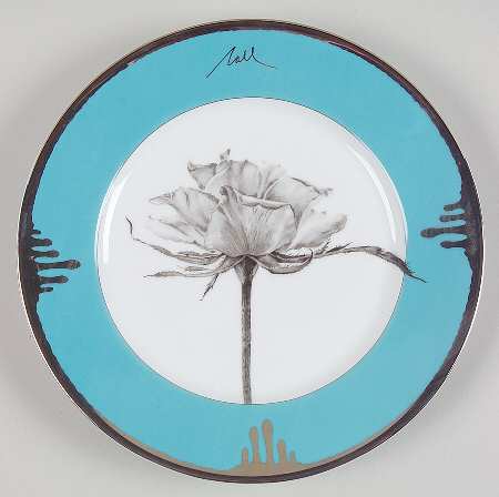 Tuscan Roses Turquoise Dessert Luncheon Plate