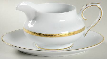 Grand Buffet Gold Round Gravy Boat & Underplate