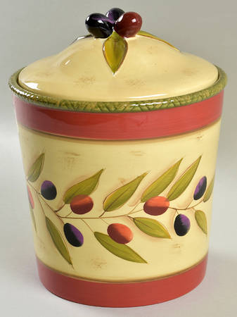 Antique Olive Large Canister & Lid