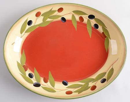 Antique Olive Chip Bowl/Plate for Chip & Dip Set