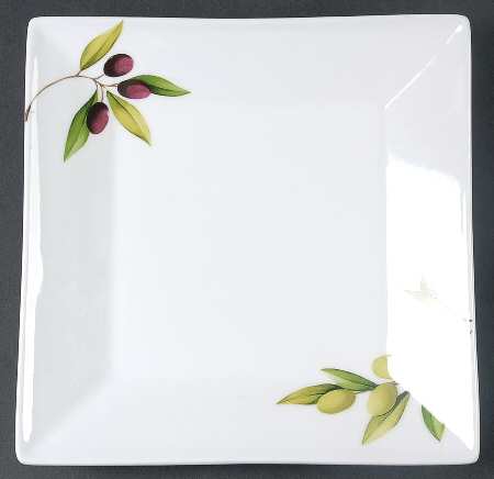 Olive Accents Square Salad Plate