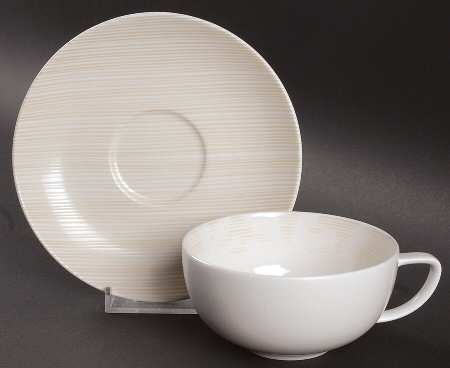 Tonal Floral Flat Cup & Saucer Set by Calvin Klein