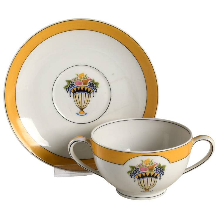 CHF1282 Yellow Flat Bouillon Cup & Saucer