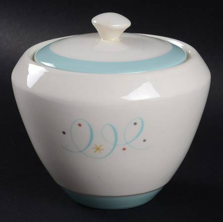 Turquoise Scroll Sugar Bowl & Lid