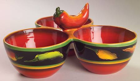 Jalapeno 3 Part Condiment Server W/Center Handle