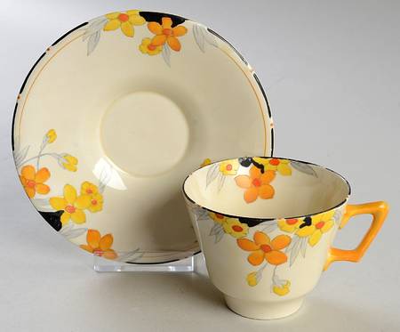 Sunburst Footed Cup & Saucer Set