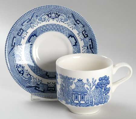 Willow Blue (Columbia) Flat Cup & Saucer Set