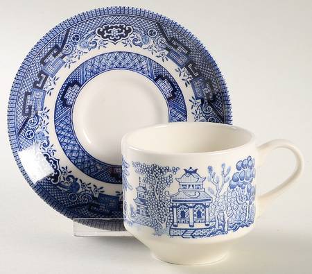 Willow Blue (Columbia) Flat Cup & Saucer Set