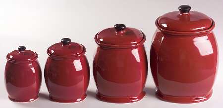 Chili Red (Round) (4 Piece) Canister Set (Box Set)
