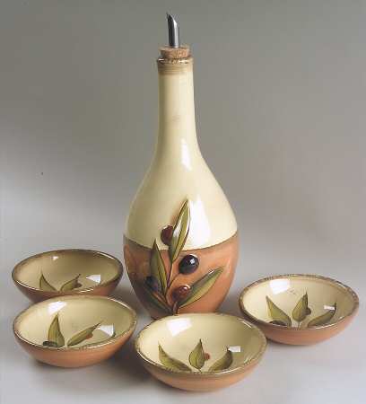 Oliva Italiana Oil Jar & Drizzler with 4 Dipping Bowls