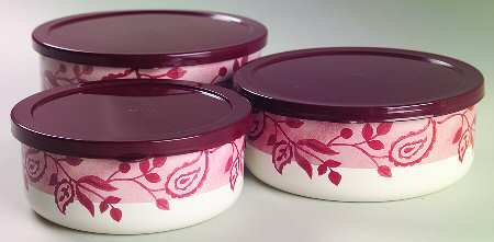 Gypsum (Corelle) (3 Piece) Metal Bowl W/Plastic Lids (5", 6", 7")