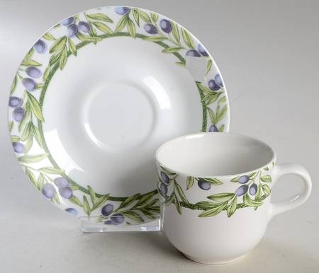 Olive Branches (Corelle) Flat Cup & Saucer Set