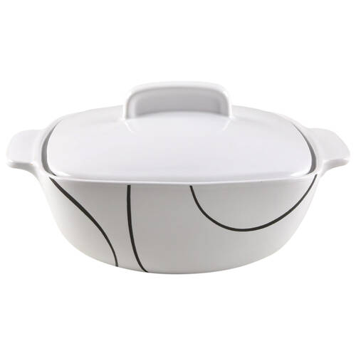 Simple Lines (Corelle) 2.5 Quart Square Casserole with Ceramic Lid