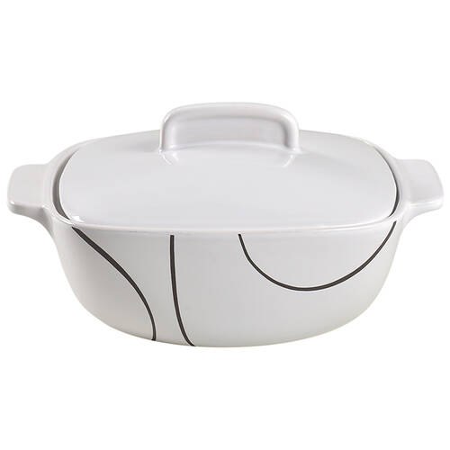 Simple Lines (Corelle) 1.5 Quart Square Casserole with Ceramic Lid