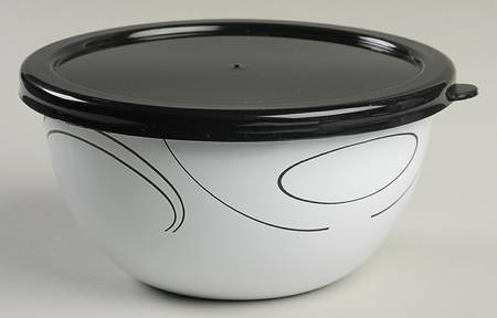 Simple Lines (Corelle) Bowl-Metal 5 3/4" with Plastic Lid