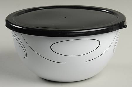Simple Lines (Corelle) 71/4" Metal Bowl W/Plastic Lid