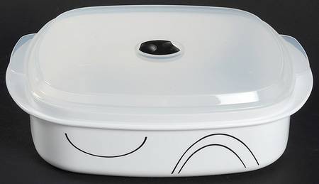 Simple Lines (Corelle) 40 Oz Square Plastic Microwave Bowl w/Vent Lid