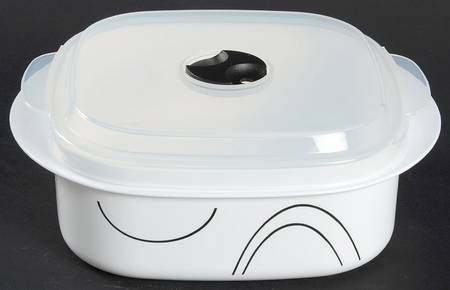 Simple Lines (Corelle) 16 Oz Square Plastic Microwave Bowl w/Vent Lid