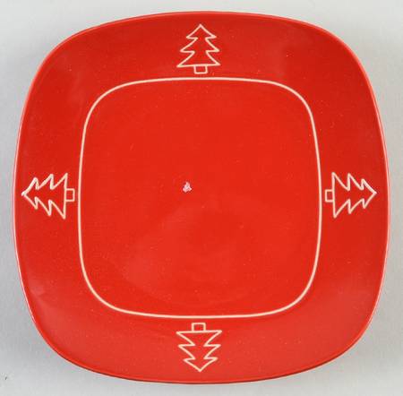 Tree Red Square Salad Plate