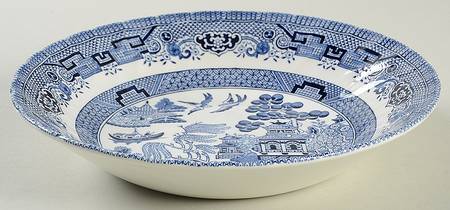 Blue Willow (Swirl, Columbia, Malaysia, England) Coupe Soup Bowl by Churchill