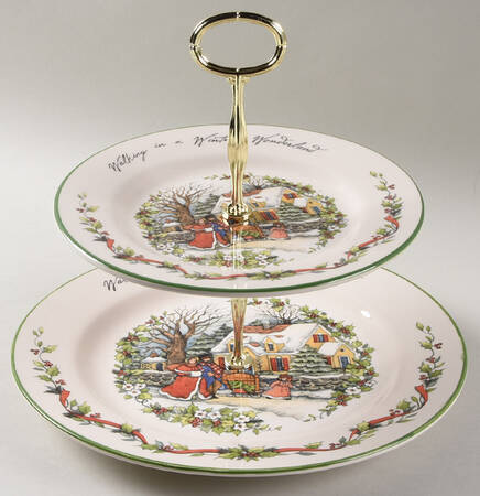 Winter Wonderland 6 5/8"-10"  2 Tiered Serving Tray (Dp, Sp) HC