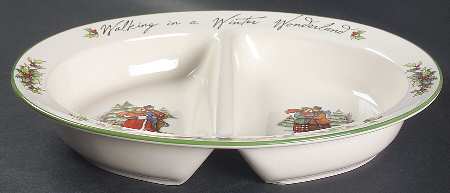 Winter Wonderland 13" Oval Divided Vegetable Bowl