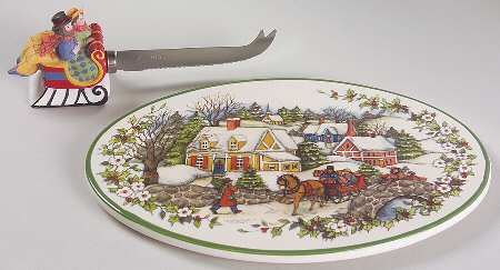 Winter Wonderland Oval Cheese Plate with Knife