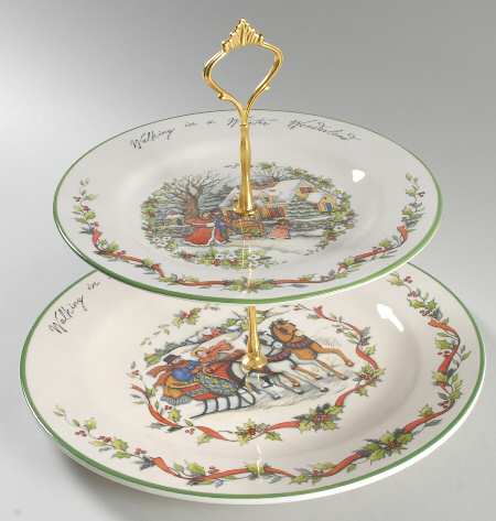 Winter Wonderland 2-Tiered Serving Tray (Dinner & Luncheon Plates)
