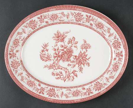 Indian Tree Pink 12" Oval Serving Platter