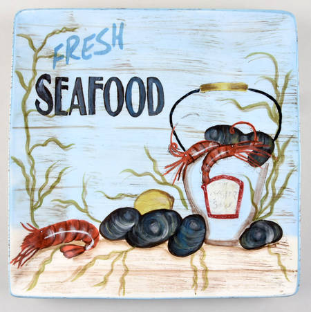 Fisherman's Catch 13" Square Serving Platter