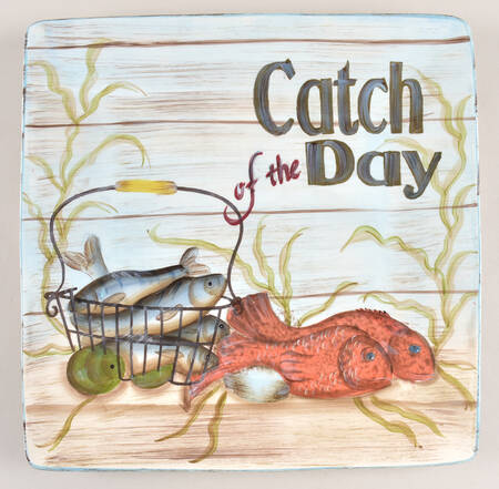 Fisherman's Catch 13" Square Serving Platter