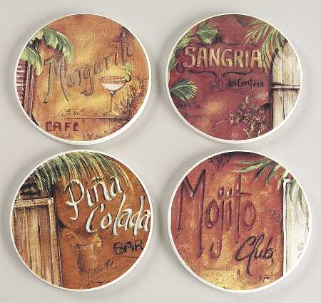Key West Stone Coaster Set (Thirsty) - Set of 4 Motifs