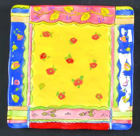 Floral Brights Square Dinner Plate