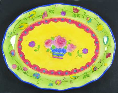 Floral Brights 18" Oval Serving Platter