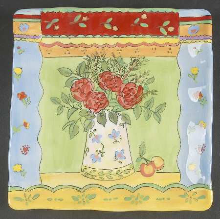 Floral Brights Square Dessert Plate