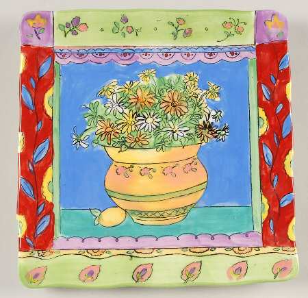 Floral Brights Square Dessert Plate